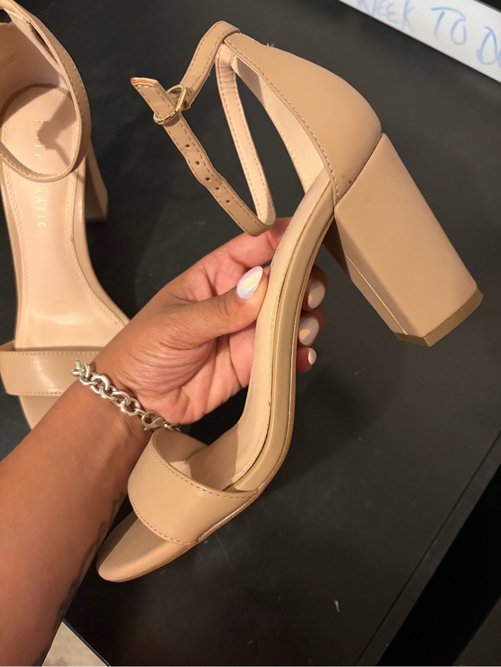 Kelly & Katie Beige Block Heel Sandals